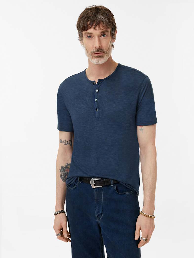 John Varvatos BIELLO HENLEY Clothing Tops Henleys BIELLO HENLEY PACIFIC
