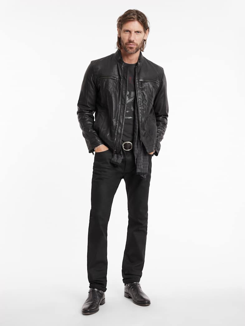 John Varvatos BRANDO BAND COLLAR JACKET Leather All Leather Leather Jackets BRANDO BAND COLLAR JACKET BLACK