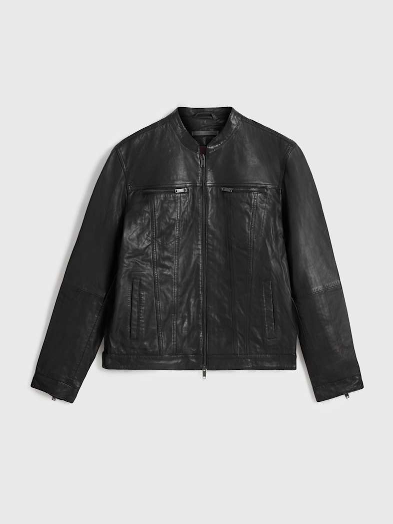 john varvatos BRANDO BAND COLLAR JACKET Leather All Leather Leather Jackets BRANDO BAND COLLAR JACKET BLACK