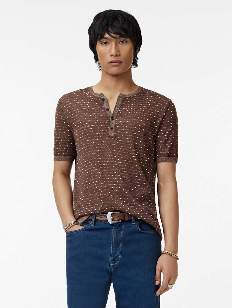 John Varvatos CABRAS HENLEY Clothing Tops Henleys CABRAS HENLEY HAZELNUT