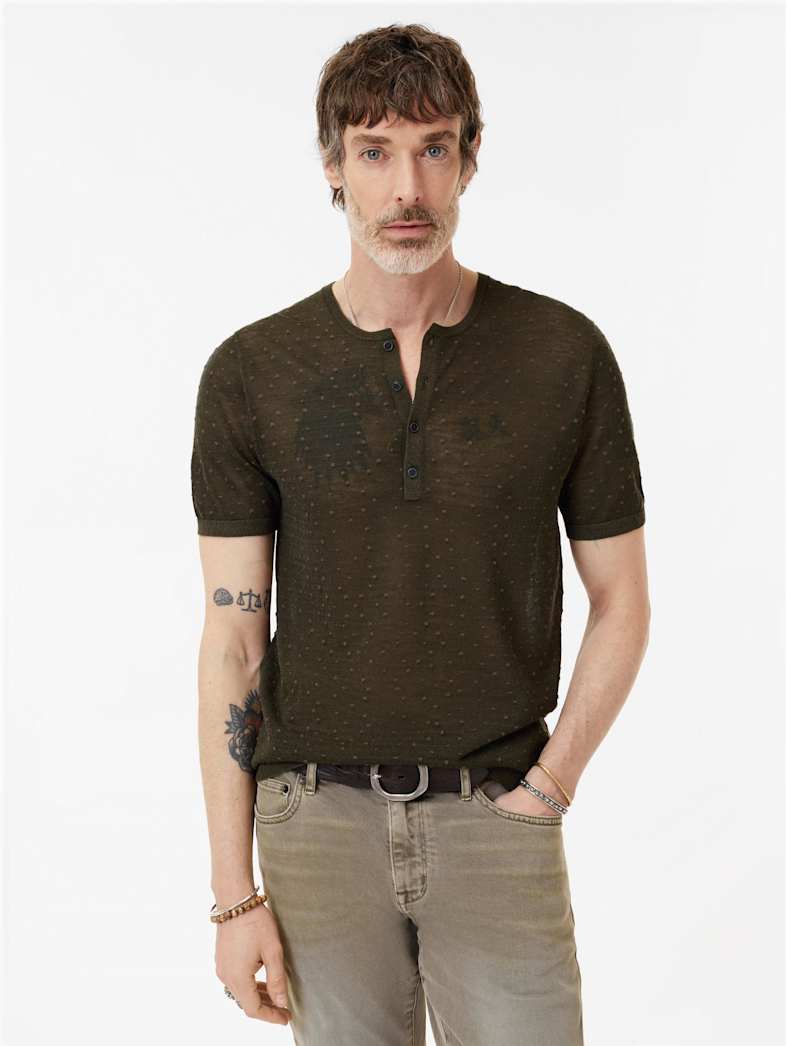John Varvatos CABRAS HENLEY Clothing Tops Henleys CABRAS HENLEY MOSS