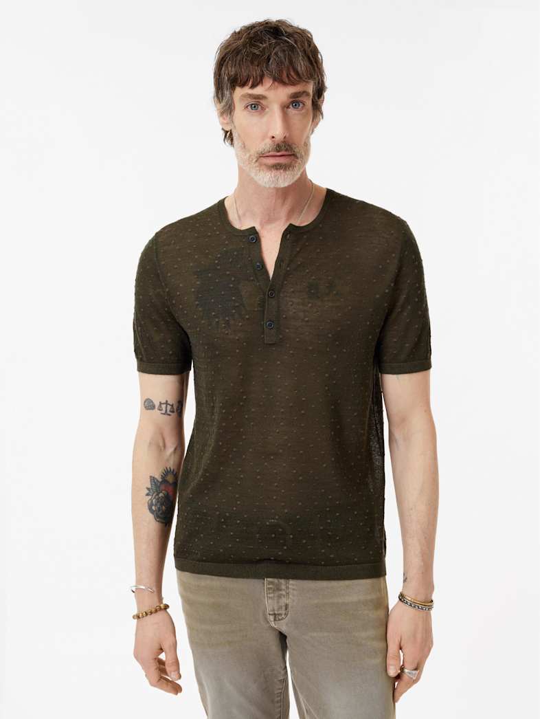 John Varvatos CABRAS HENLEY Clothing Tops Henleys CABRAS HENLEY MOSS