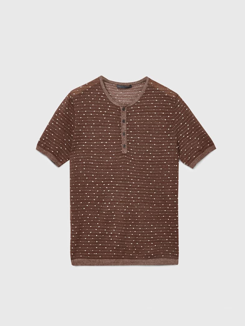 john varvatos CABRAS HENLEY Clothing Tops Henleys CABRAS HENLEY HAZELNUT
