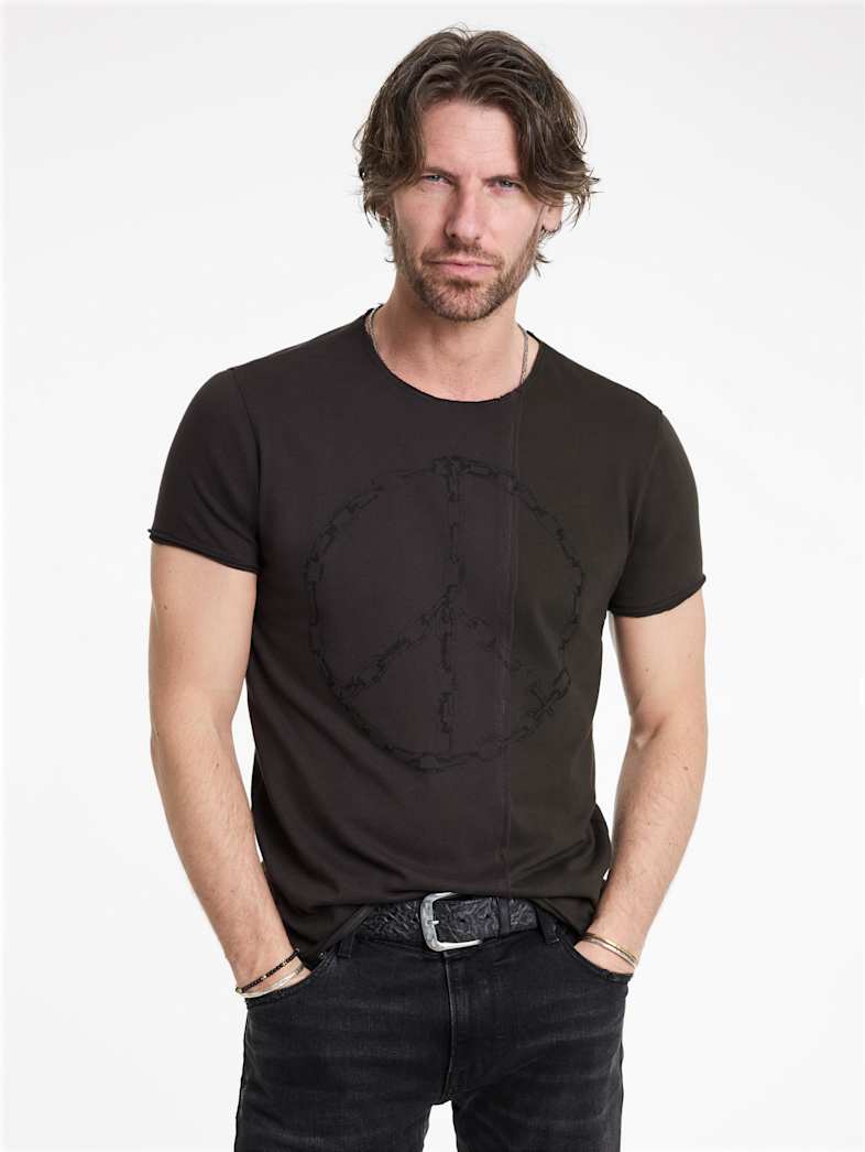 John Varvatos CHAIN PEACE TEE Outlet Outlet Tops CHAIN PEACE TEE CHARCOAL