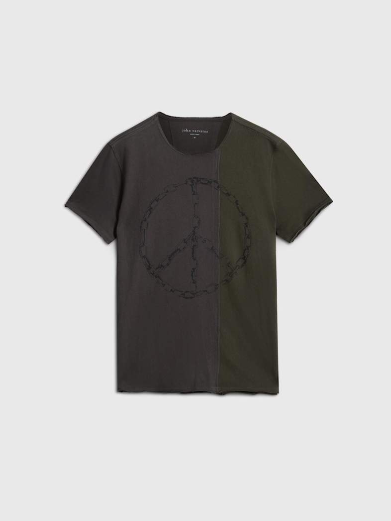 john varvatos CHAIN PEACE TEE Outlet Outlet Tops CHAIN PEACE TEE CHARCOAL