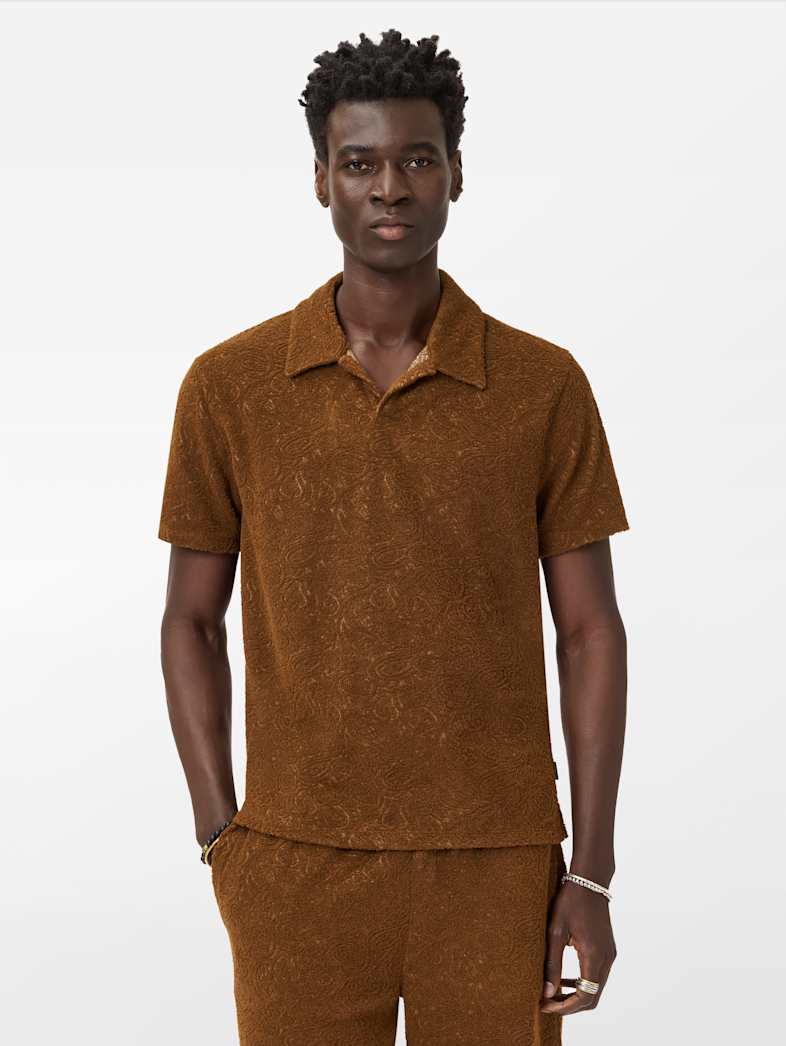 John Varvatos CHUCK POLO Clothing Tops Polos CHUCK POLO FLAX HEATHER