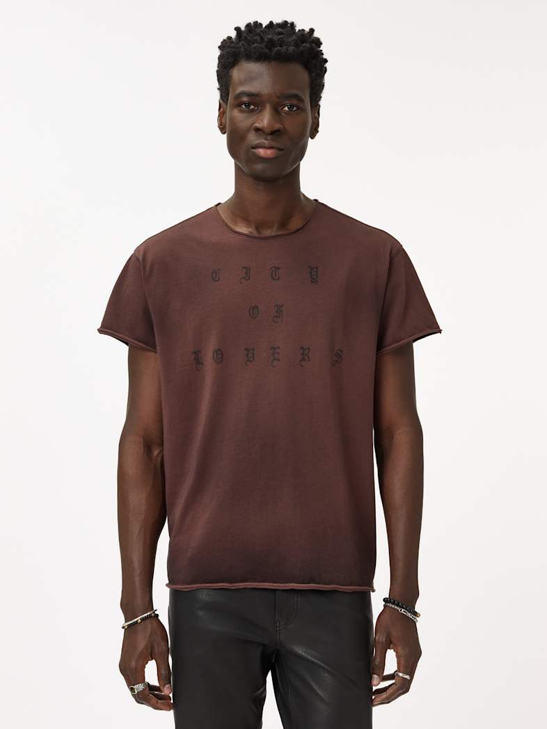 John Varvatos CITY OF LOVERS TEE Clothing Tops Graphic Tees CITY OF LOVERS TEE Merlot