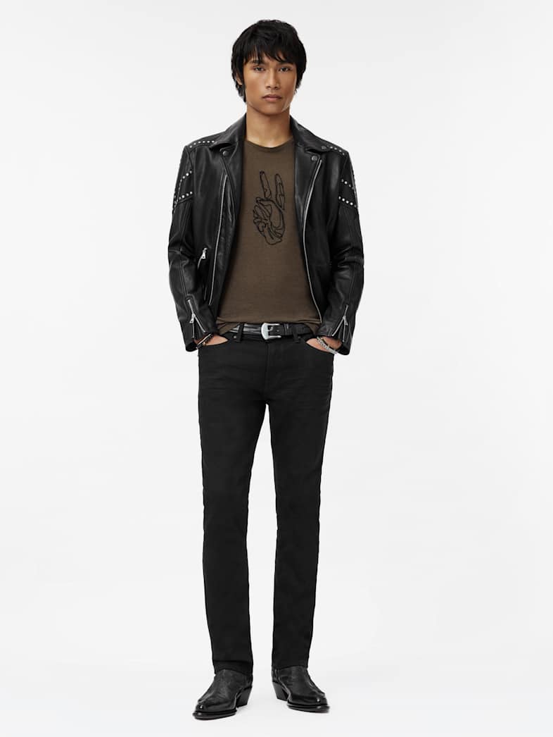 John Varvatos CORDING PEACE TEE Clothing Tops Graphic Tees CORDING PEACE TEE TEAKWOOD