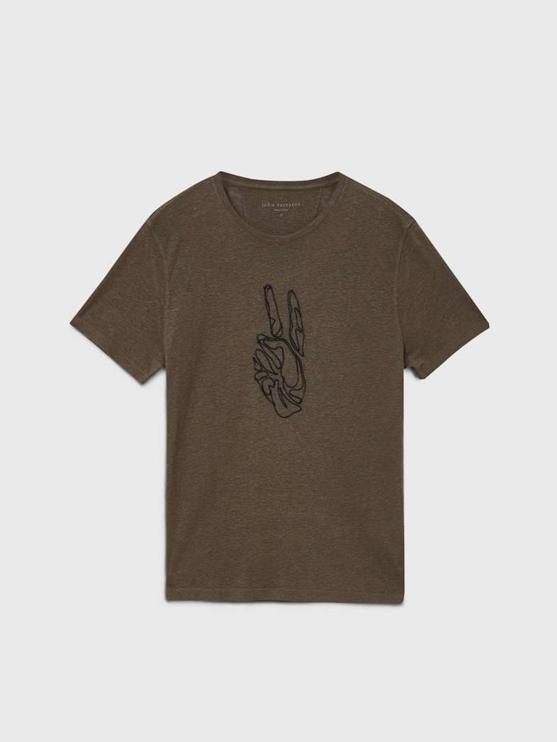 john varvatos CORDING PEACE TEE Clothing Tops Graphic Tees CORDING PEACE TEE TEAKWOOD