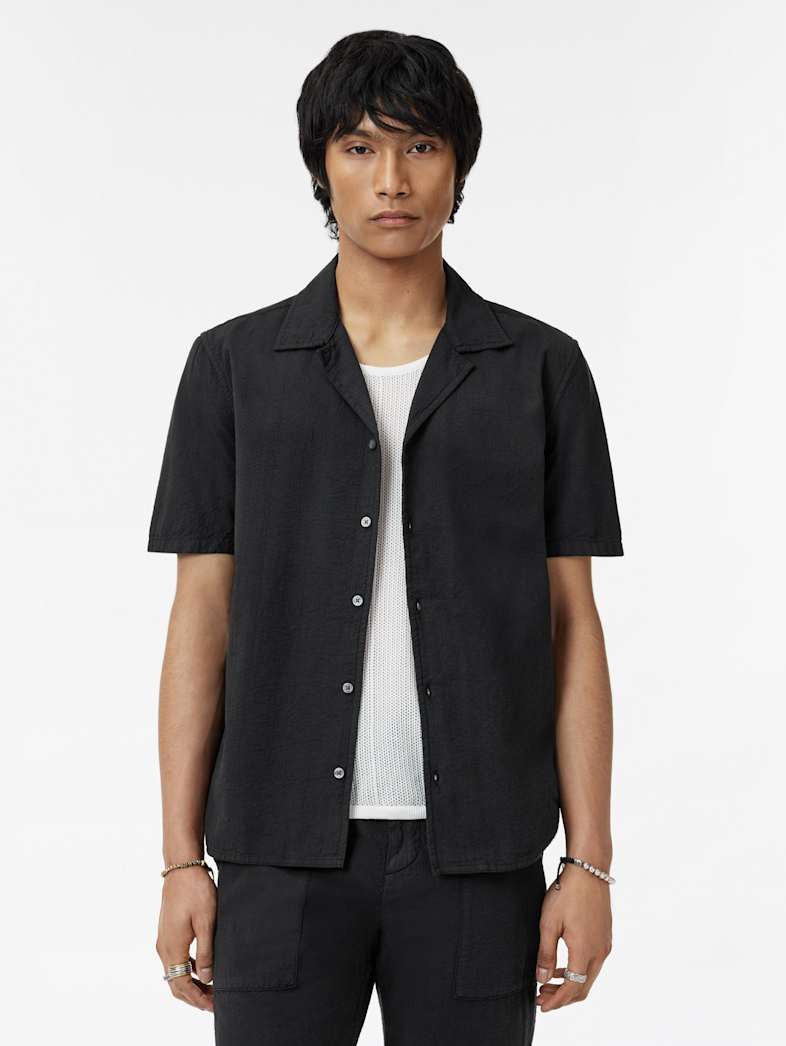 John Varvatos DAN CAMP SHIRT Clothing Tops Shirts DAN CAMP SHIRT BLACK