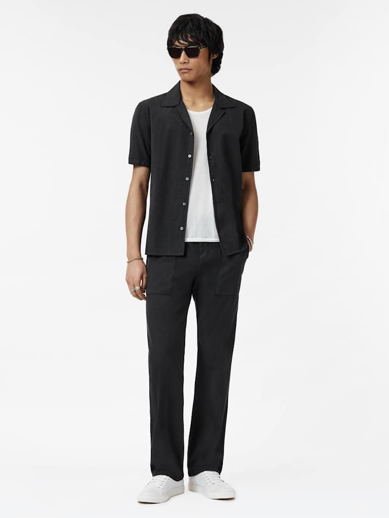 John Varvatos DAN CAMP SHIRT Clothing Tops Shirts DAN CAMP SHIRT BLACK