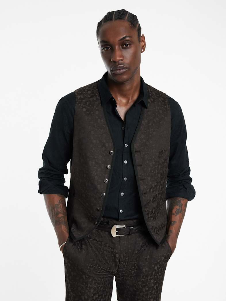 John Varvatos DAVIE VEST Outlet Outlet Leather & Outerwear DAVIE VEST CHARCOAL GREY
