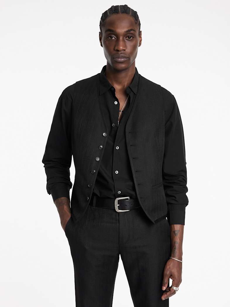 John Varvatos DAVIE VEST Outlet Outlet Leather & Outerwear DAVIE VEST BLACK