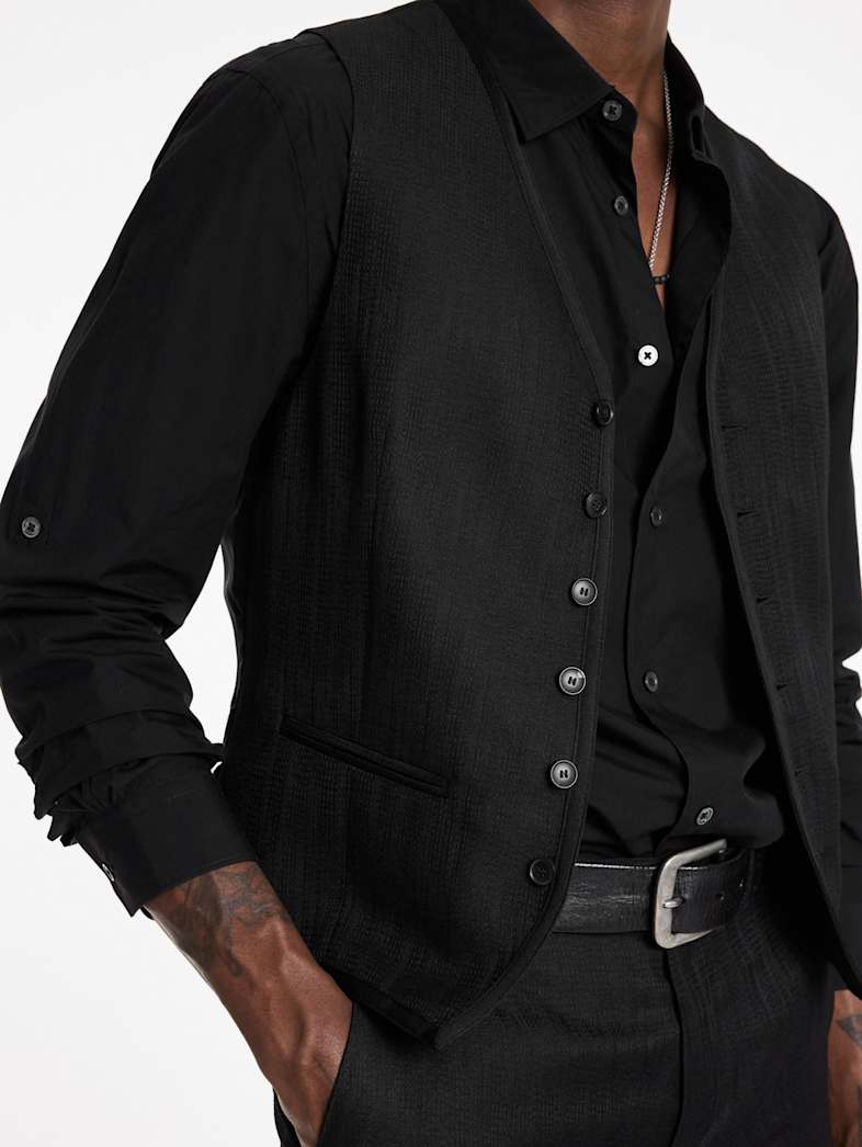 John Varvatos DAVIE VEST Outlet Outlet Leather & Outerwear DAVIE VEST BLACK