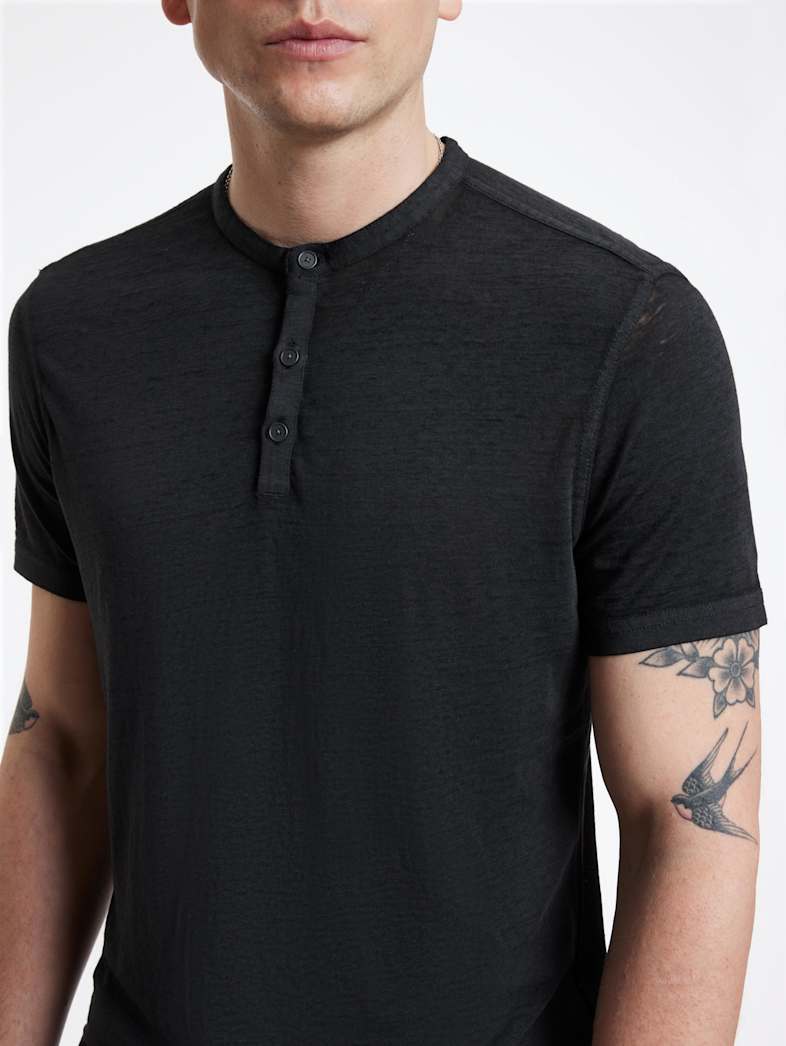 John Varvatos DUKE HENLEY Clothing Featured JV ESSENTIALS DUKE HENLEY BLK CORD