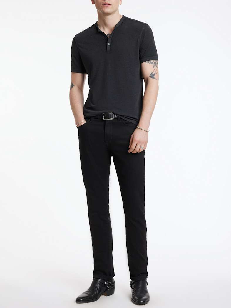 John Varvatos DUKE HENLEY Clothing Featured JV ESSENTIALS DUKE HENLEY BLK CORD