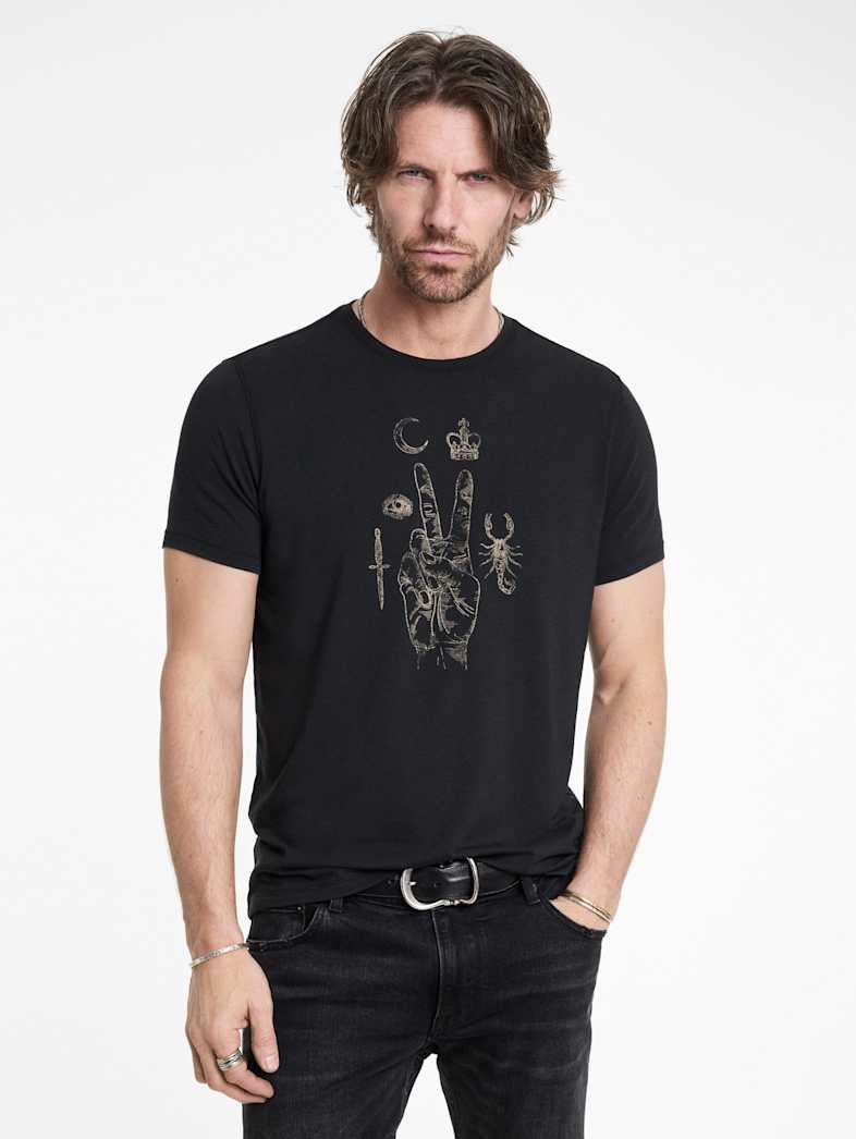 John Varvatos ELEMENTS PEACE TEE Outlet Outlet Tops ELEMENTS PEACE TEE BLACK