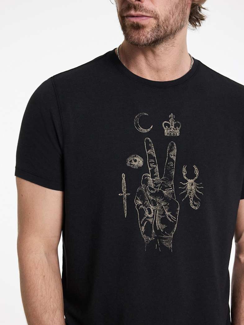 John Varvatos ELEMENTS PEACE TEE Outlet Outlet Tops ELEMENTS PEACE TEE BLACK