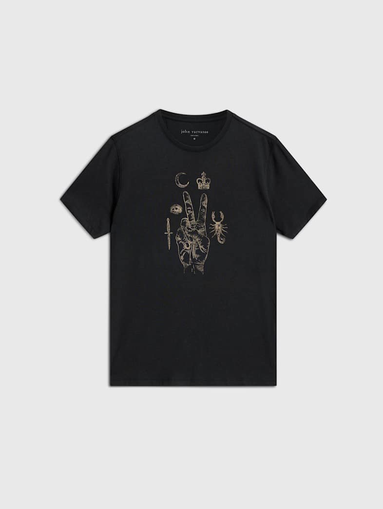 john varvatos ELEMENTS PEACE TEE Outlet Outlet Tops ELEMENTS PEACE TEE BLACK