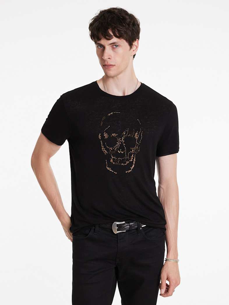 John Varvatos EMBELLISHED SKULL TEE Outlet Outlet Tops EMBELLISHED SKULL TEE BLACK