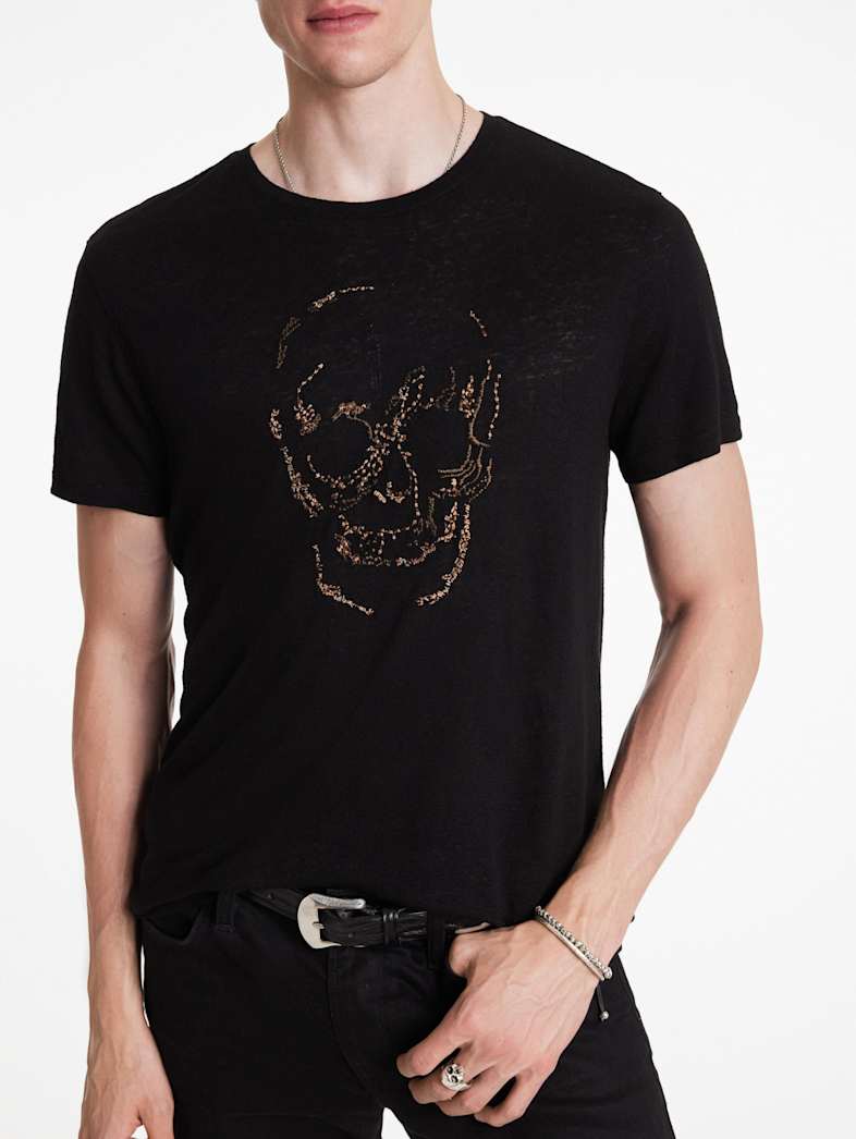 John Varvatos EMBELLISHED SKULL TEE Outlet Outlet Tops EMBELLISHED SKULL TEE BLACK