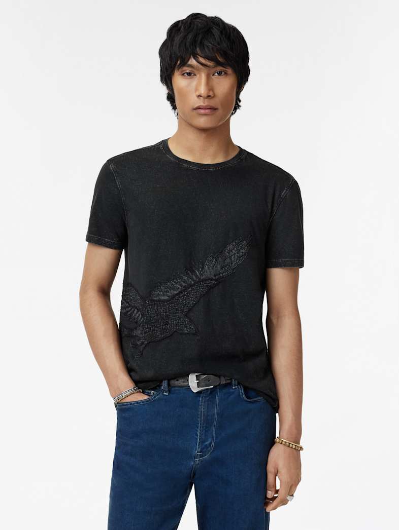 John Varvatos EMBROIDERY BIRD TEE Clothing Tops Graphic Tees EMBROIDERY BIRD TEE BLACK