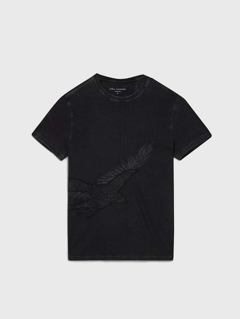 john varvatos EMBROIDERY BIRD TEE Clothing Tops Graphic Tees EMBROIDERY BIRD TEE BLACK