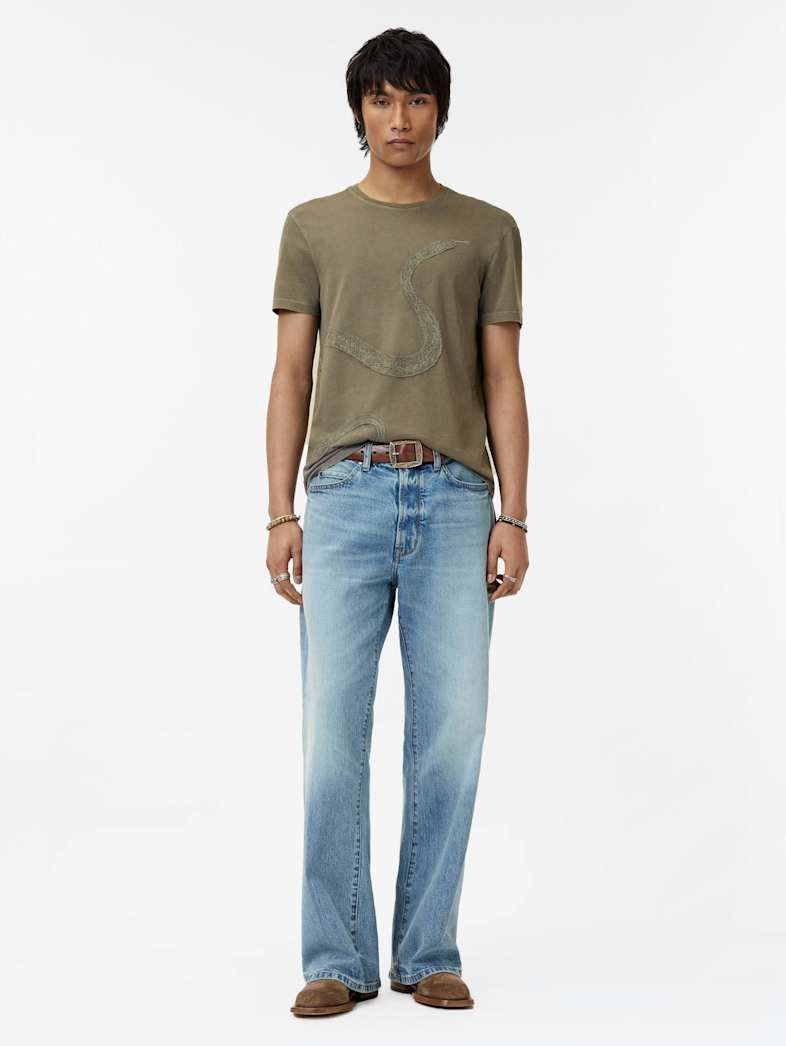 John Varvatos EMBROIDERY SNAKE TEE Clothing Tops Graphic Tees EMBROIDERY SNAKE TEE LICHEN GREEN