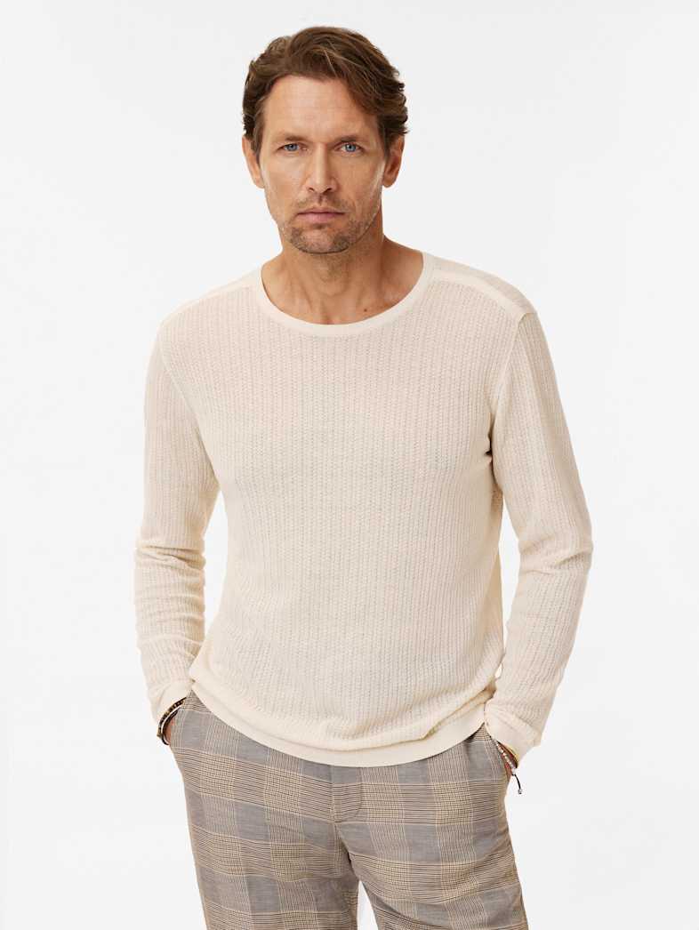 John Varvatos ESPERIA CREW Clothing Tops Sweaters ESPERIA CREW EGG SHELL