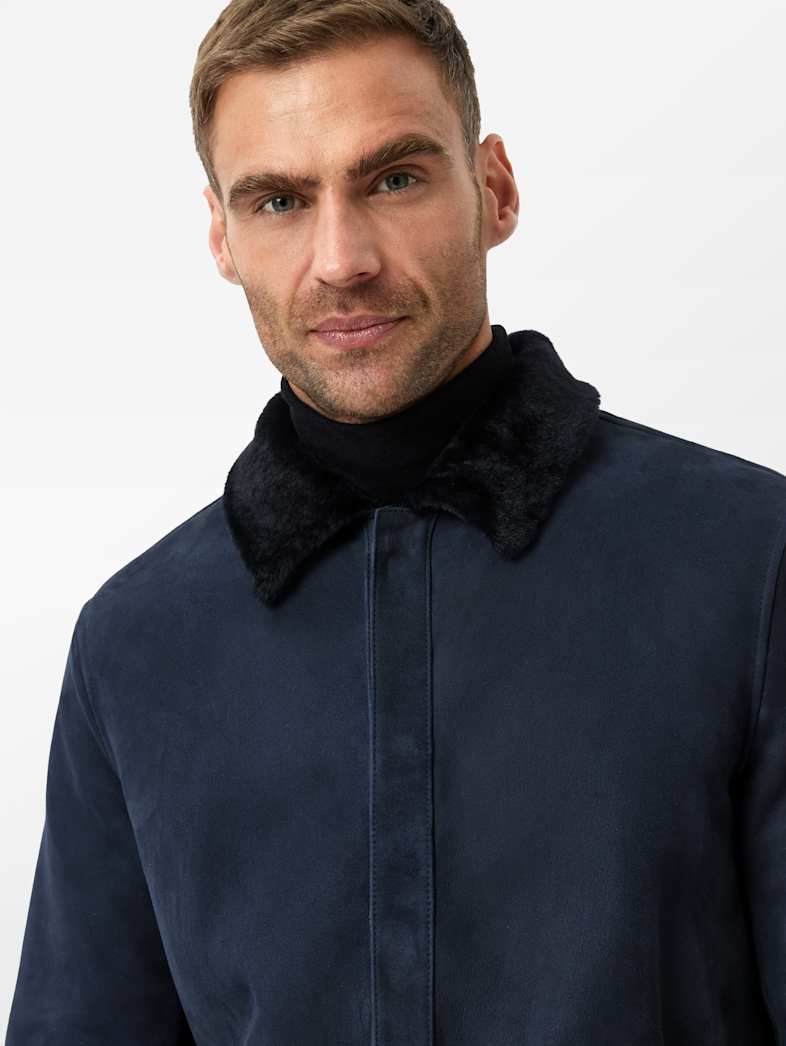 John Varvatos ESSEX SHEARLING JACKET Leather All Leather Leather Jackets ESSEX SHEARLING JACKET NAVY