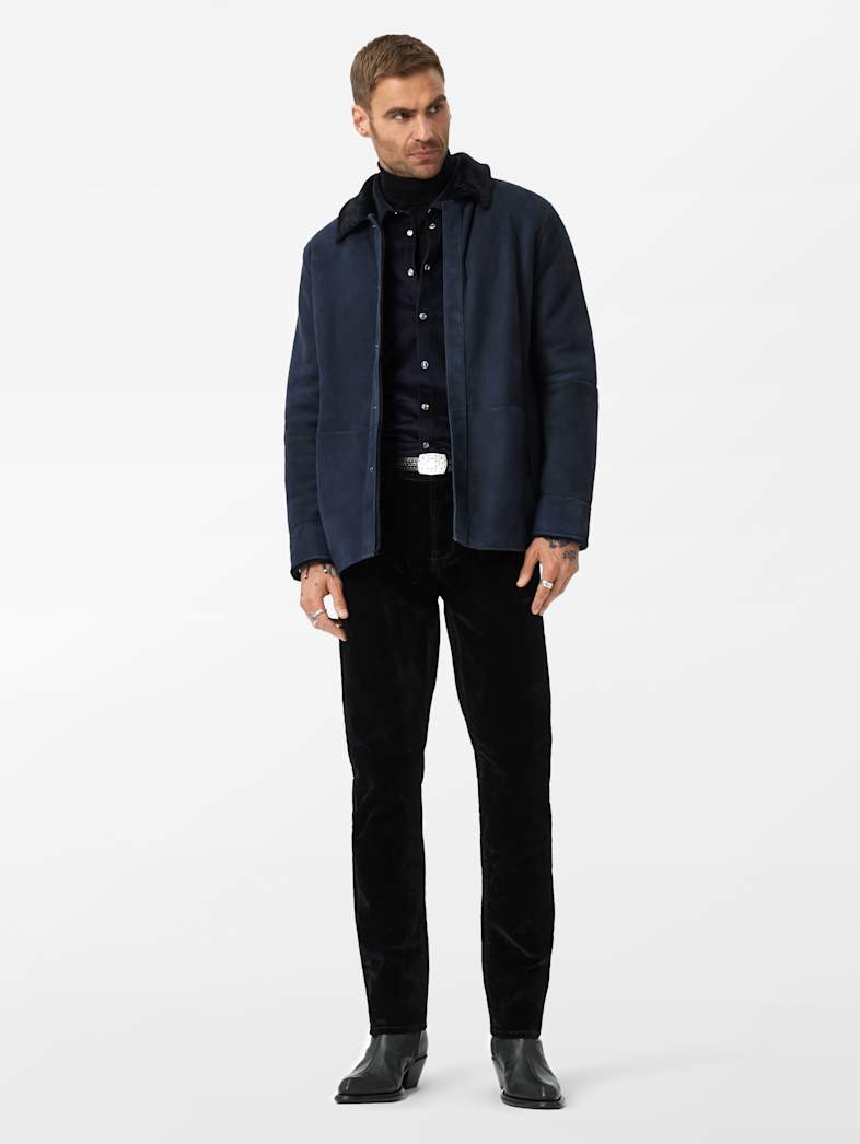 John Varvatos ESSEX SHEARLING JACKET Leather All Leather Leather Jackets ESSEX SHEARLING JACKET NAVY