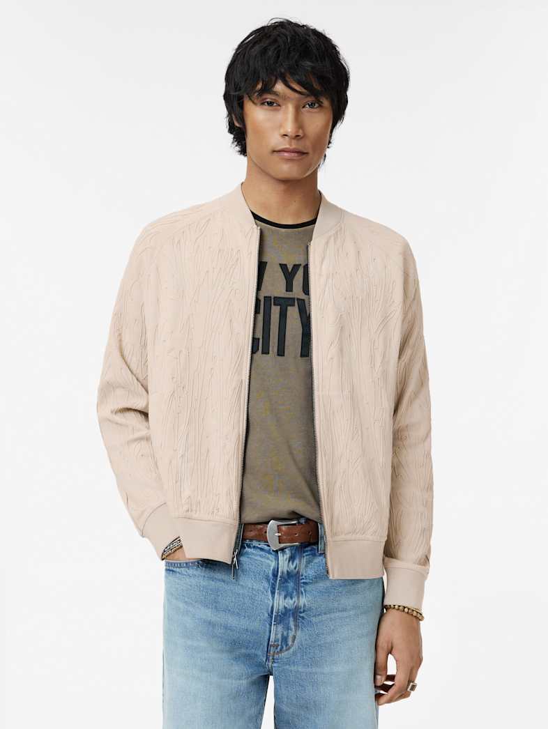 John Varvatos EVIE BOMBER JACKET Clothing Tops Coats And Jackets EVIE BOMBER JACKET SAND