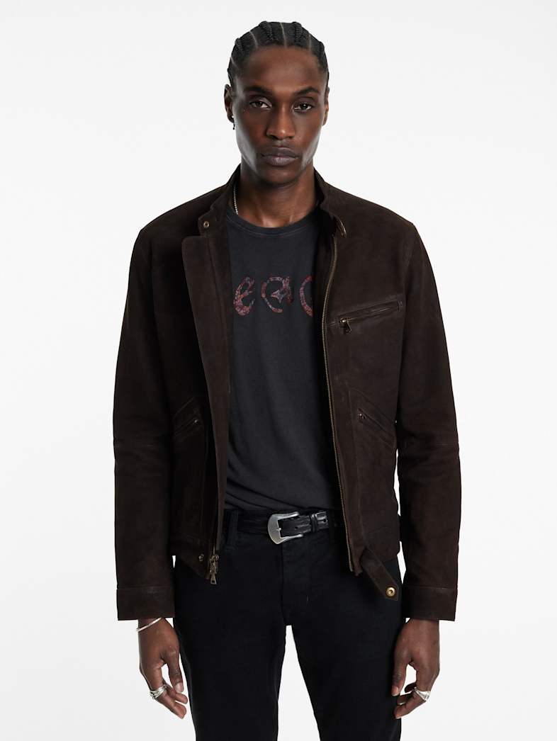 John Varvatos EZRA RACER JACKET Outlet Outlet Leather & Outerwear EZRA RACER JACKET CHOCOLATE