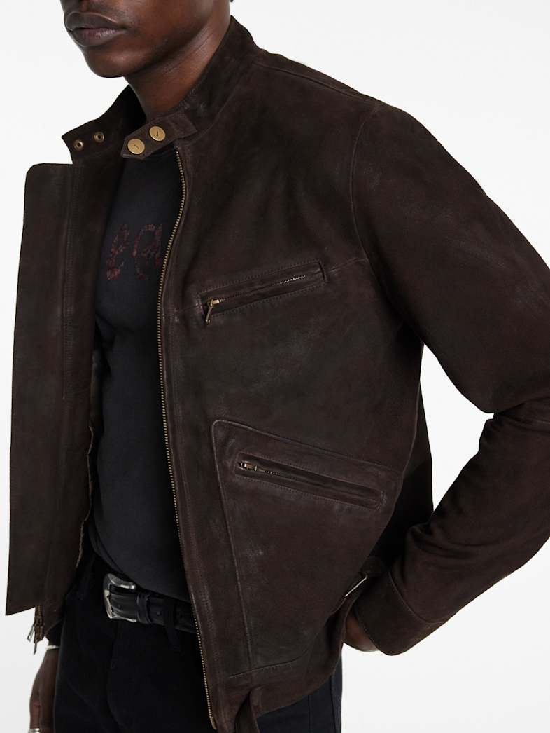 John Varvatos EZRA RACER JACKET Outlet Outlet Leather & Outerwear EZRA RACER JACKET CHOCOLATE
