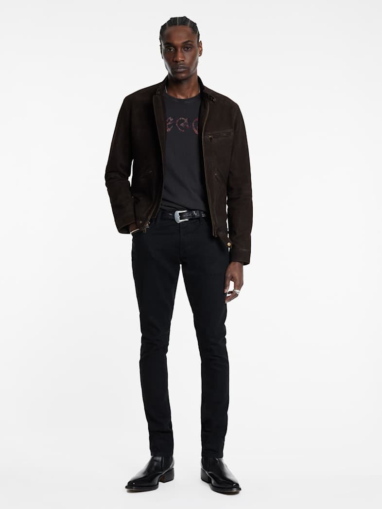 John Varvatos EZRA RACER JACKET Outlet Outlet Leather & Outerwear EZRA RACER JACKET CHOCOLATE