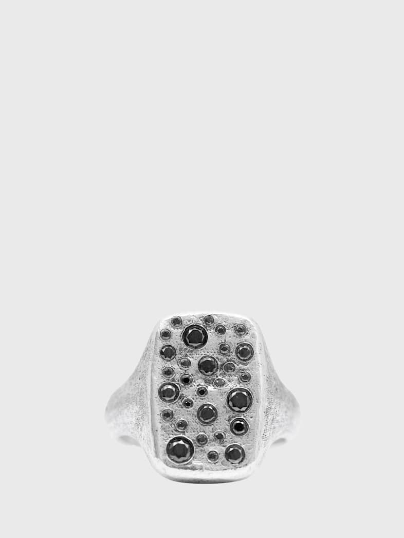 John Varvatos FEATURE RING WITH BLACK DIAMONDS NO COLOR