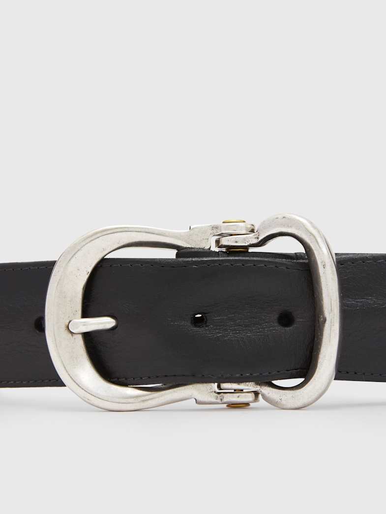 John Varvatos FIBEL ANTIQUE NICKLE FINISH BELT Accessories All Accessories Belts FIBEL ANTIQUE NICKLE FINISH BELT BLACK