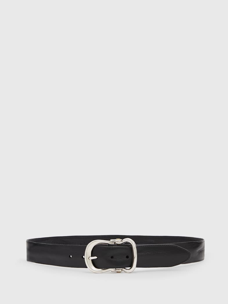 john varvatos FIBEL ANTIQUE NICKLE FINISH BELT Accessories All Accessories Belts FIBEL ANTIQUE NICKLE FINISH BELT BLACK