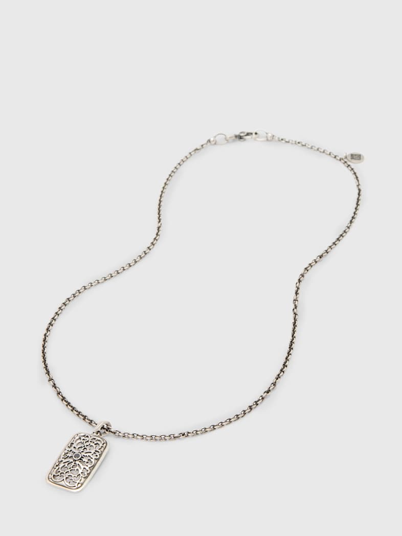 John Varvatos GOTHIC PENDANT NECKLACE WITH BLACK DIAMOND NO COLOR