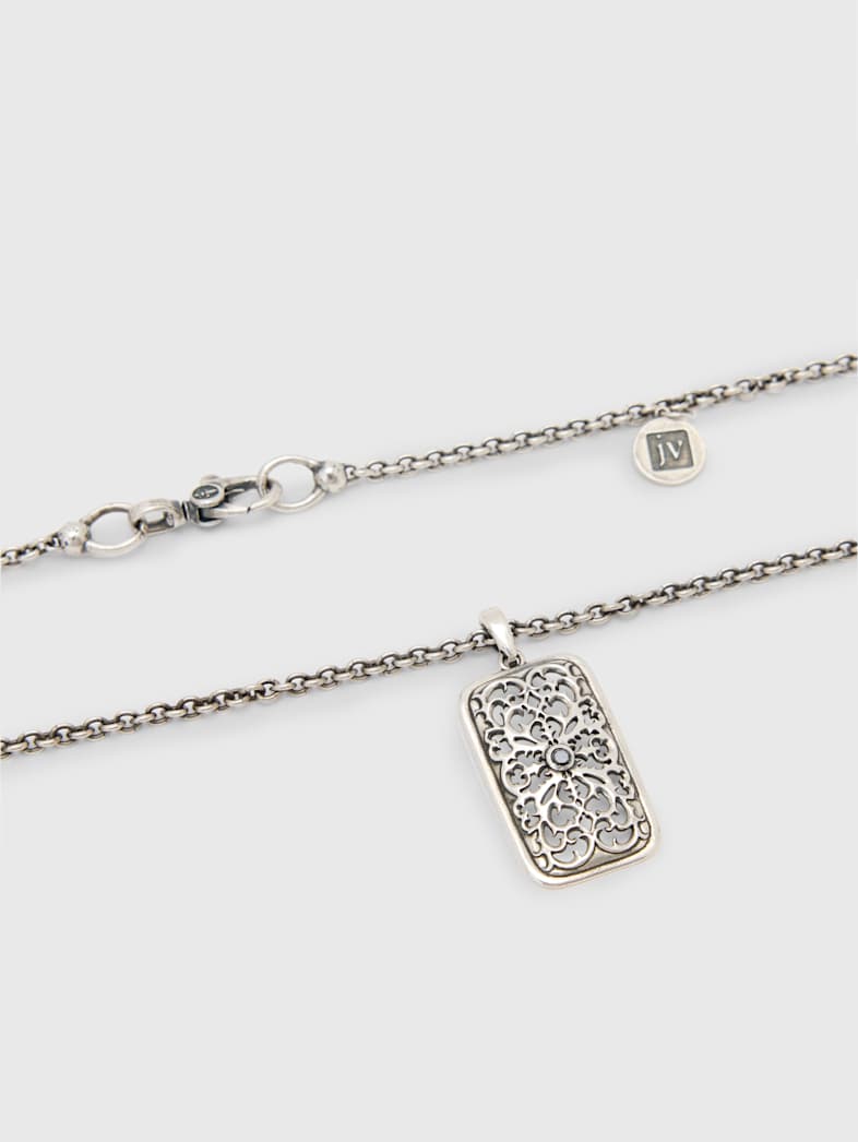 John Varvatos GOTHIC PENDANT NECKLACE WITH BLACK DIAMOND NO COLOR