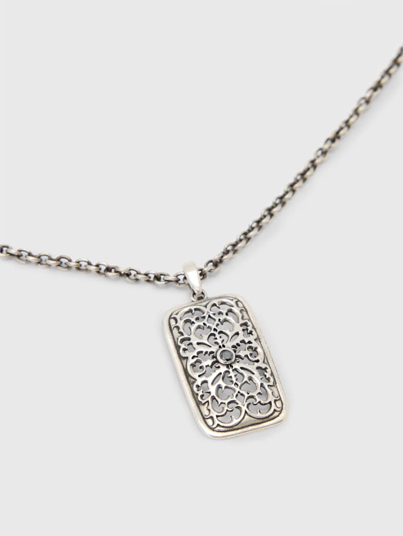 John Varvatos GOTHIC PENDANT NECKLACE WITH BLACK DIAMOND NO COLOR