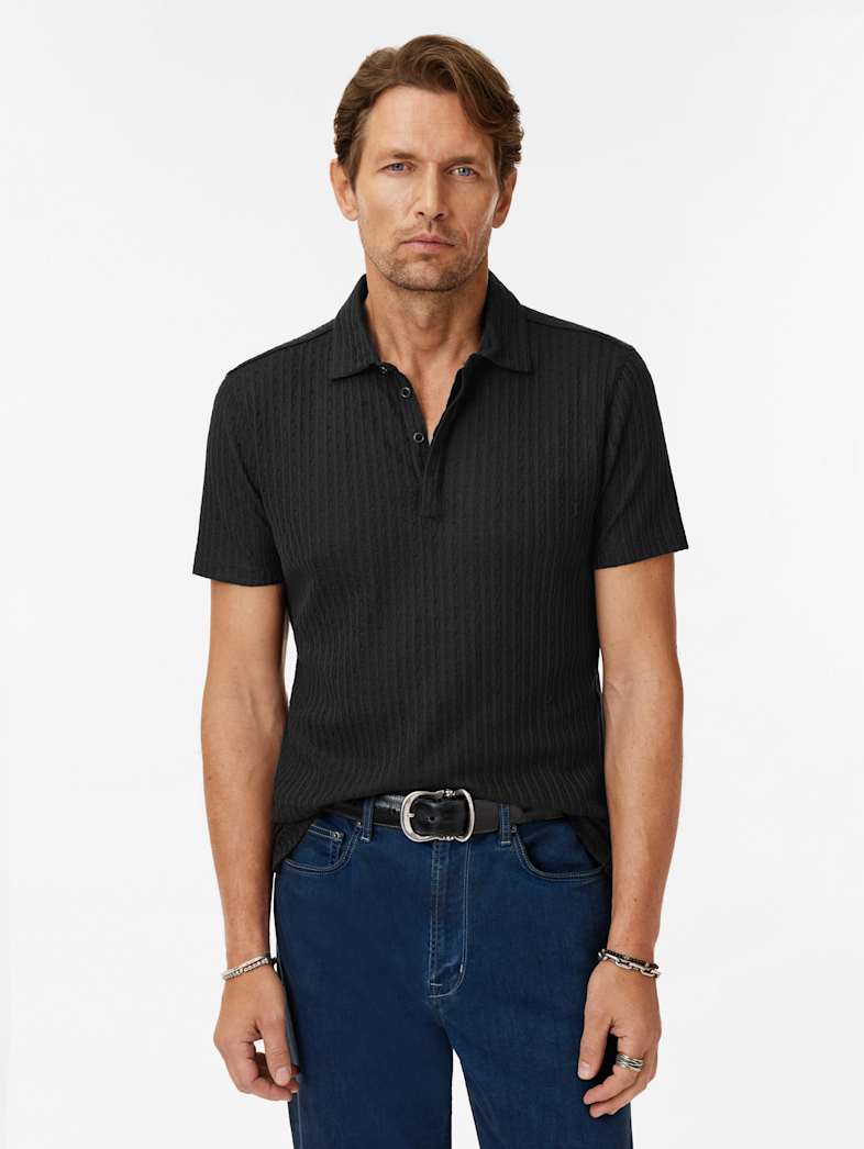 John Varvatos GRANA POLO Clothing Tops Polos GRANA POLO BLACK