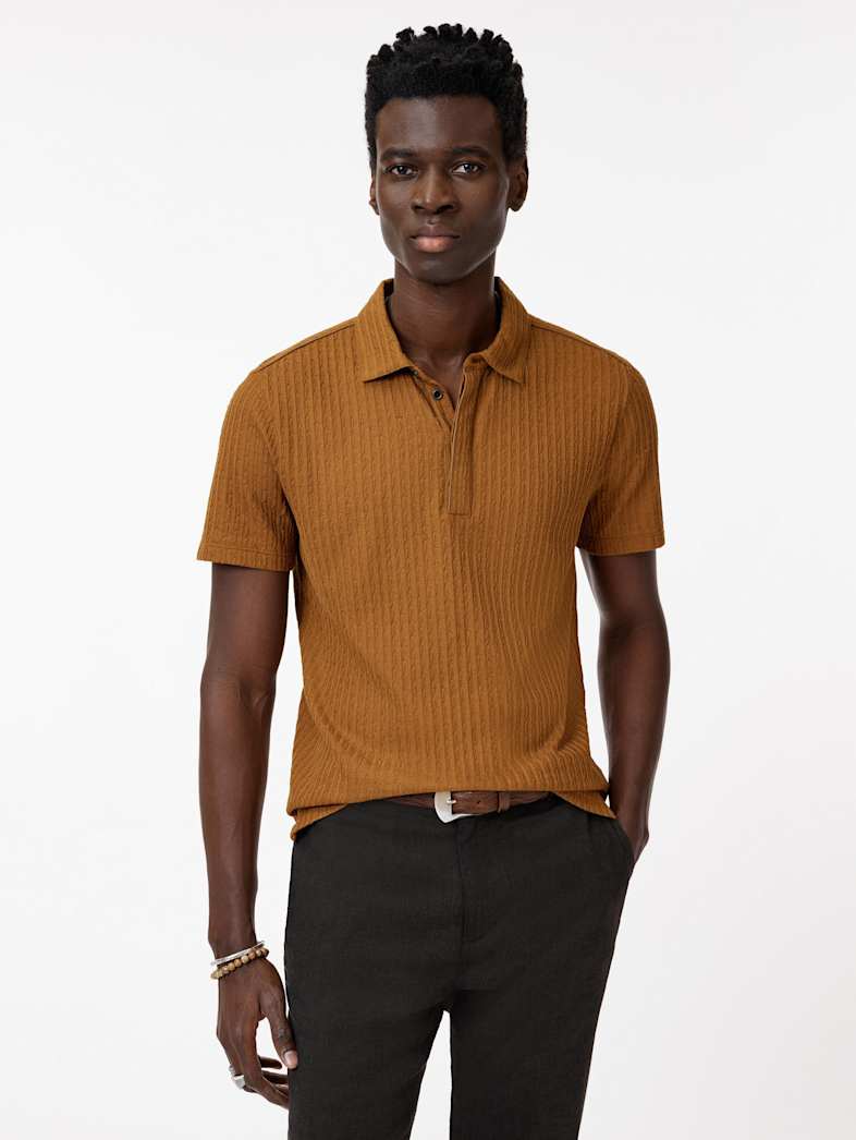 John Varvatos GRANA POLO Clothing Tops Polos GRANA POLO FLAX HEATHER