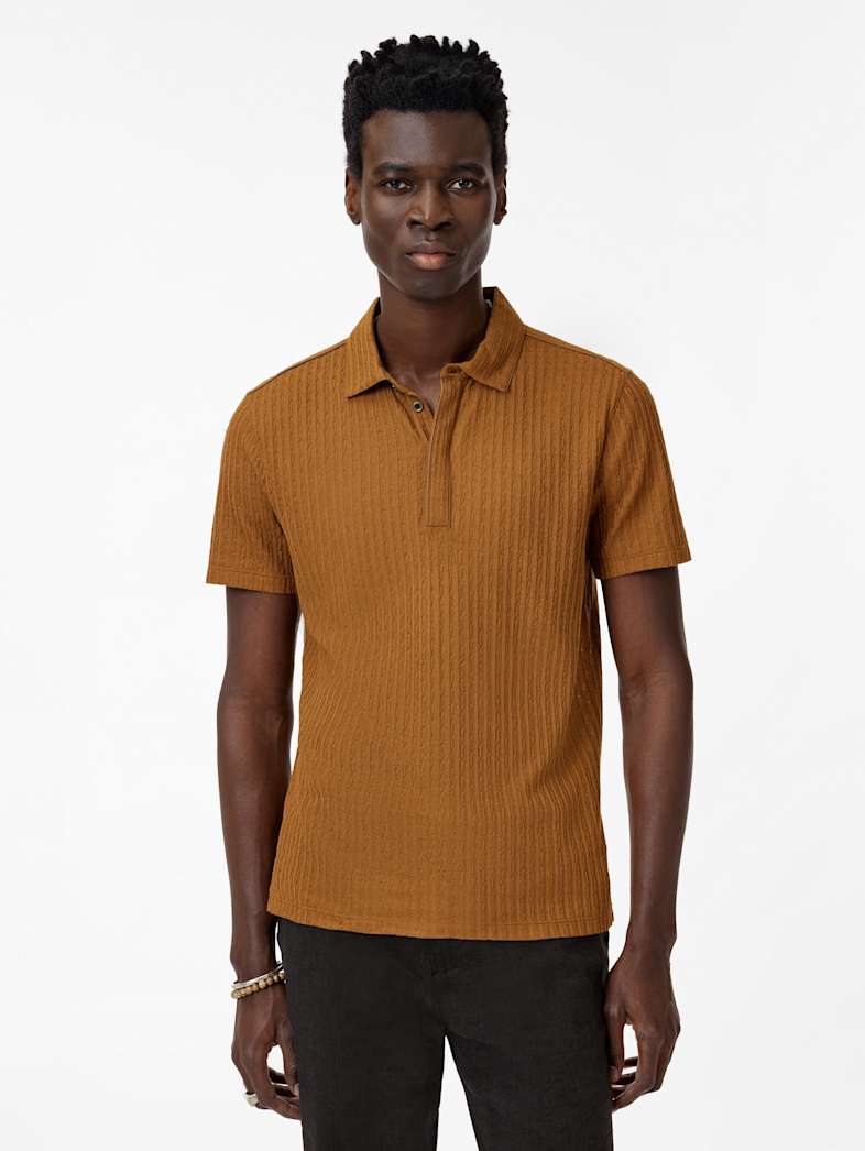 John Varvatos GRANA POLO Clothing Tops Polos GRANA POLO FLAX HEATHER