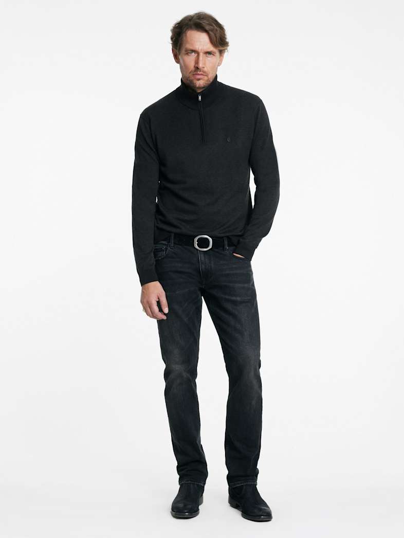 John Varvatos GRAND BIRDEYE HALF ZIP Outlet Outlet Tops GRAND BIRDEYE HALF ZIP BLACK