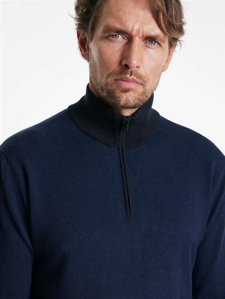 John Varvatos GRAND BIRDEYE HALF ZIP Outlet Outlet Tops GRAND BIRDEYE HALF ZIP NAVY