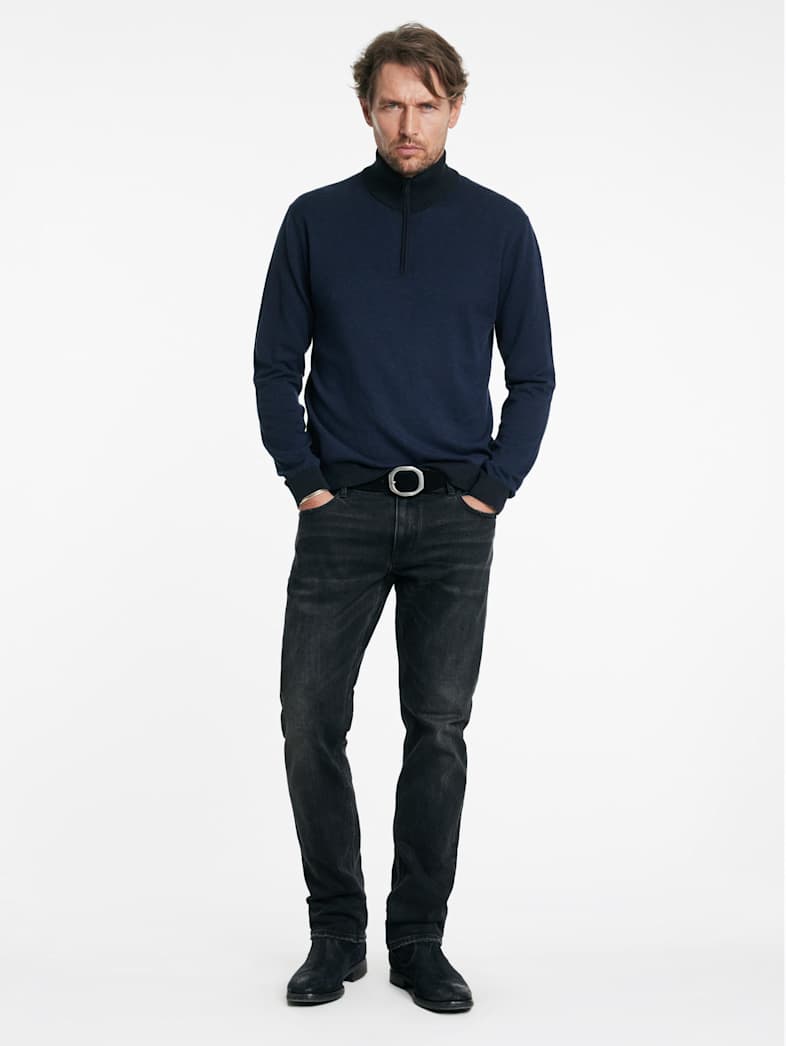 John Varvatos GRAND BIRDEYE HALF ZIP Outlet Outlet Tops GRAND BIRDEYE HALF ZIP NAVY
