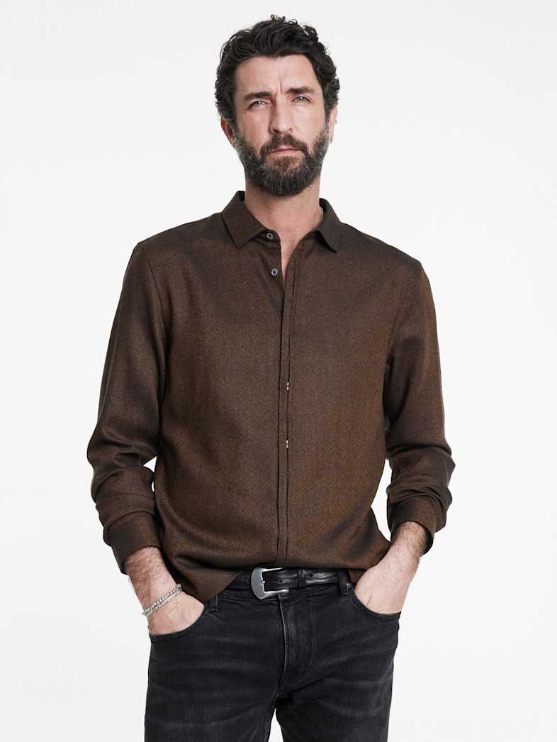 John Varvatos HICKORY SHIRT Outlet Outlet Tops HICKORY SHIRT LT CHOCOLATE