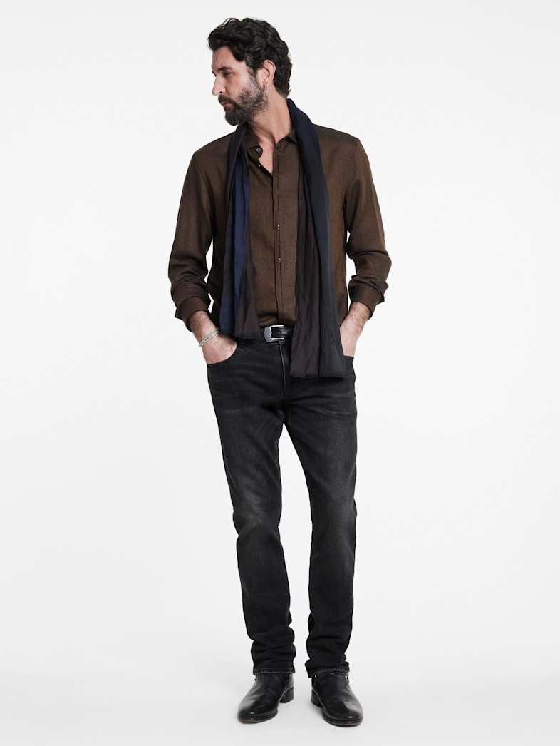 John Varvatos HICKORY SHIRT Outlet Outlet Tops HICKORY SHIRT LT CHOCOLATE
