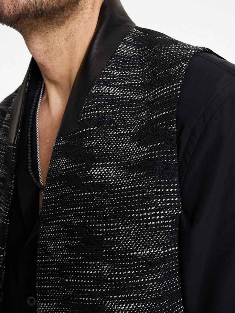 John Varvatos HONE SHAWL COLLAR VEST Outlet Outlet Leather & Outerwear HONE SHAWL COLLAR VEST BLACK/WHITE
